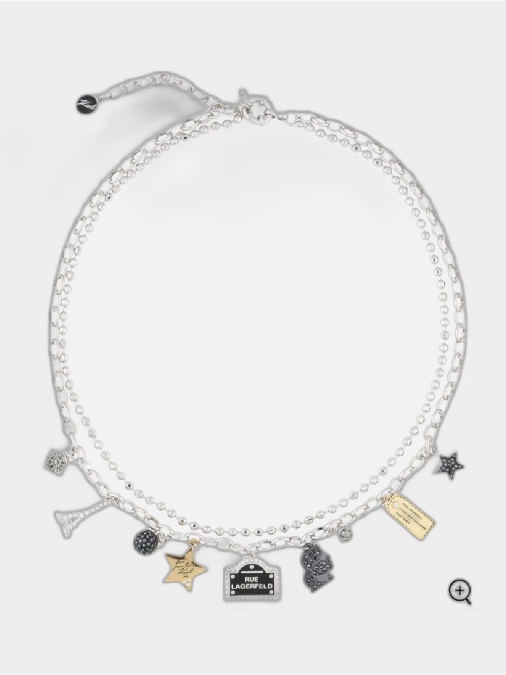 Karl Lagerfeld Love From Paris Charms Necklace Eiffel Tower Rue Lagerfeld